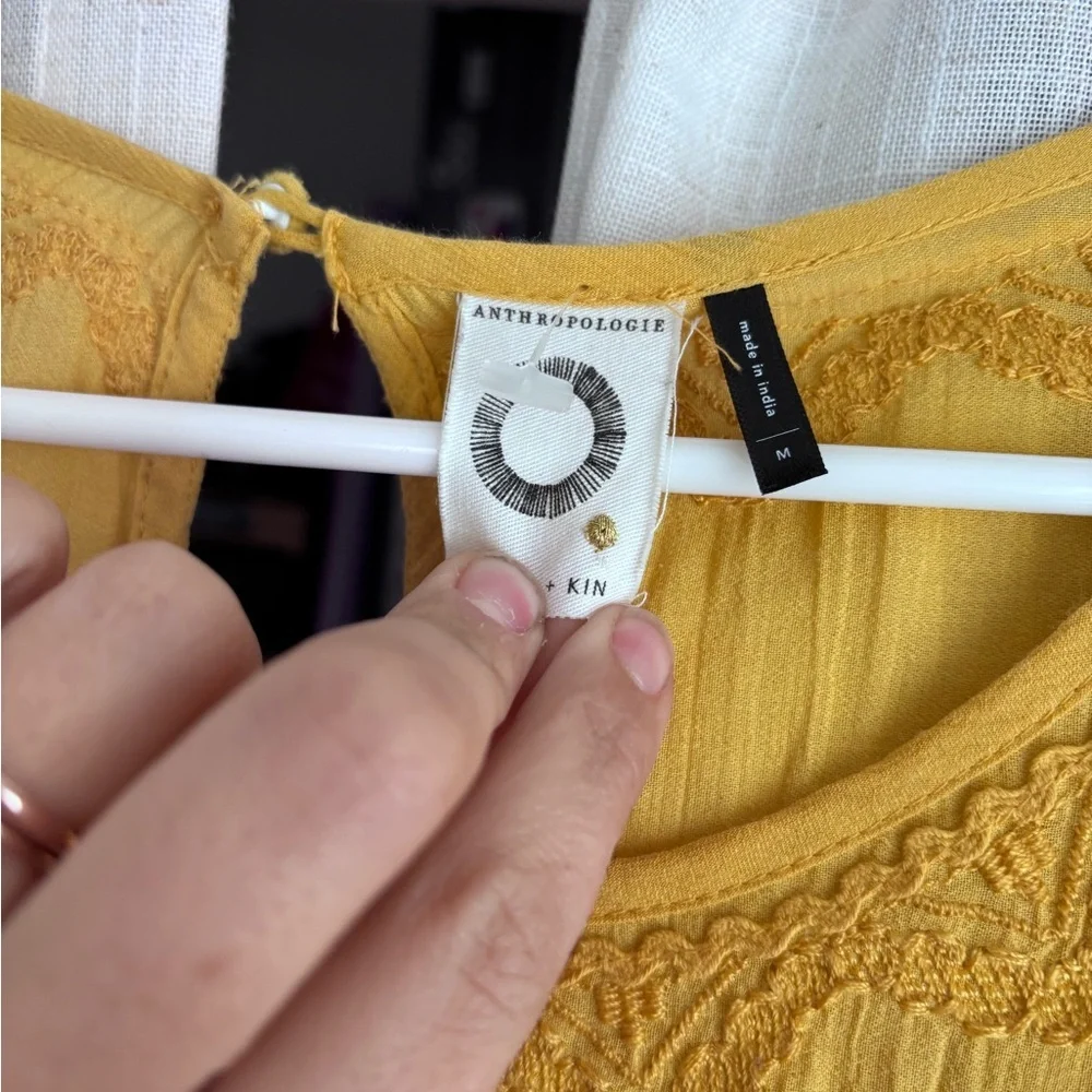 Anthropologie Yellow Embroidered Dress - Picture 3 of 6